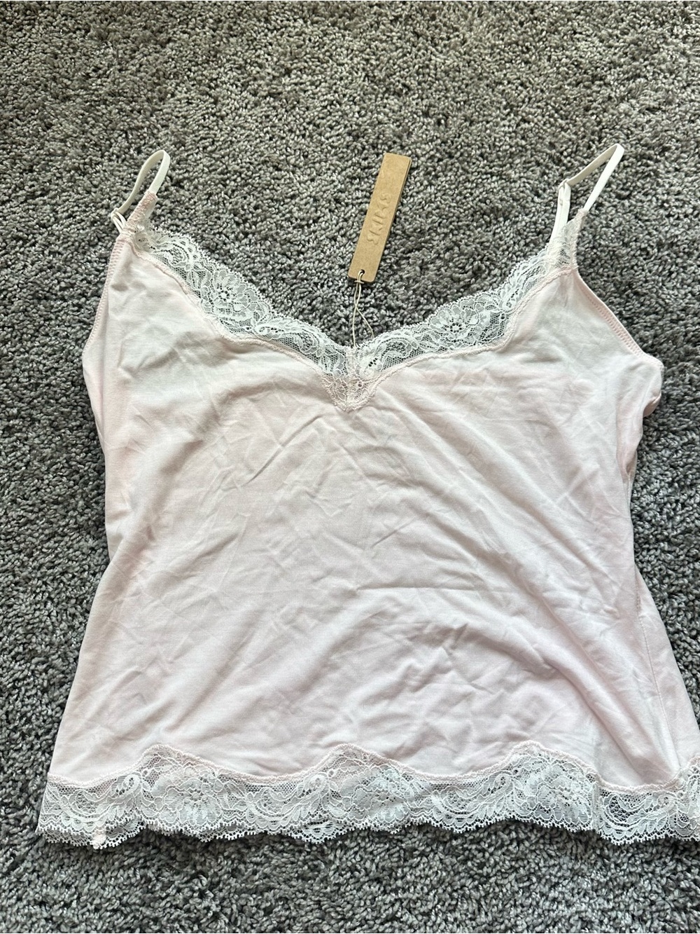 SKIMS Barely Pink Lace-Trim Camisole Tank